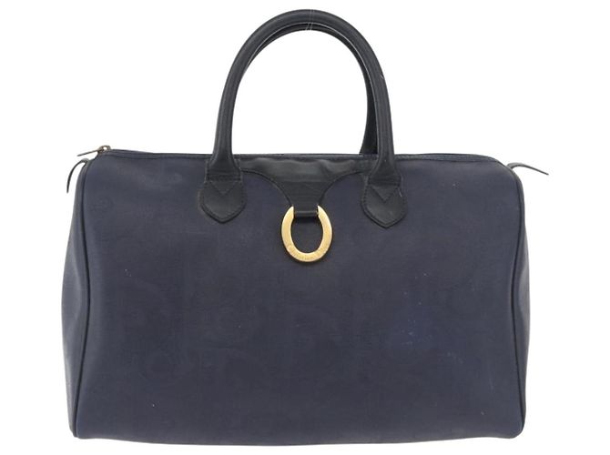 Borsa Christian Dior Trotter Canvas Blu Navy Oro Autentica bs35238 D'oro - vista 2