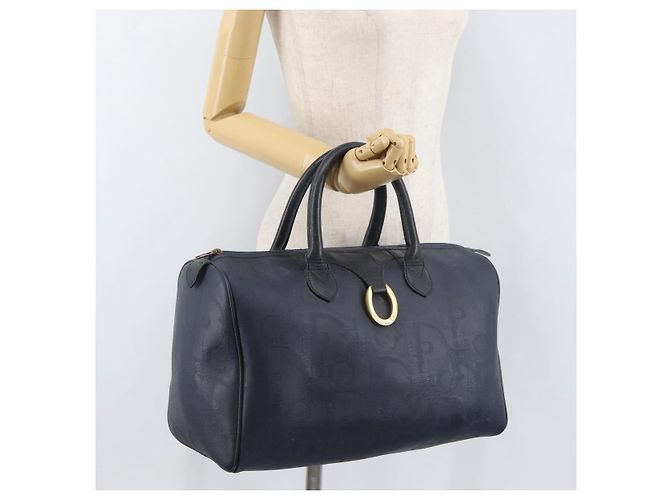 Borsa Christian Dior Trotter Canvas Blu Navy Oro Autentica bs35238 D'oro - vista 22