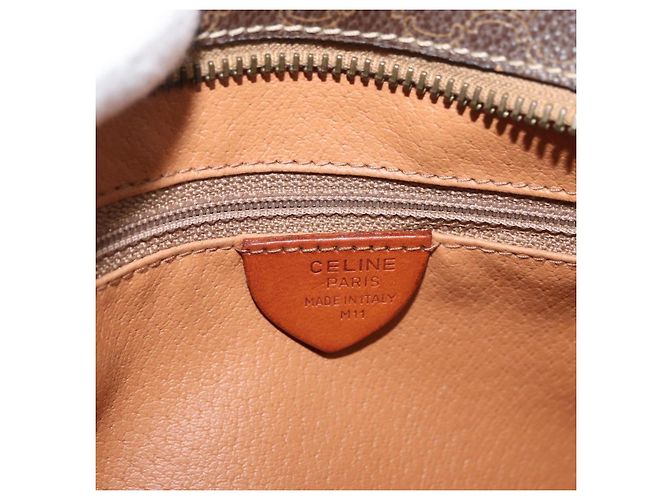 Céline Bolso bandolera circular CELINE Macadam Canvas PVC Cuero Marrón Oro Auth 181441A Castaño Dorado - vista 12