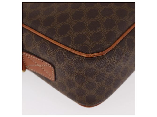 Céline Bolso bandolera circular CELINE Macadam Canvas PVC Cuero Marrón Oro Auth 181441A Castaño Dorado - vista 14
