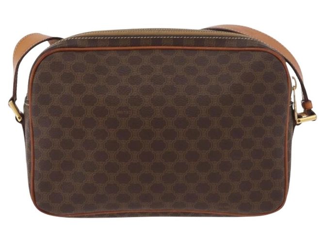Céline Bolso bandolera circular CELINE Macadam Canvas PVC Cuero Marrón Oro Auth 181441A Castaño Dorado - vista 2