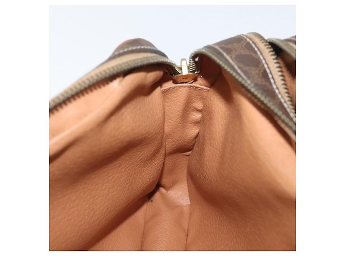 Céline Bolso bandolera circular CELINE Macadam Canvas PVC Cuero Marrón Oro Auth 181441A Castaño Dorado - vista 23