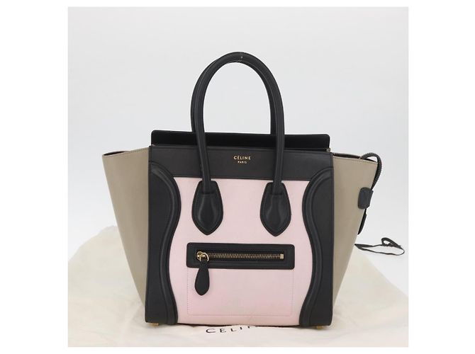 Céline CELINE Luggage Mini Shopper Handtasche Leder Rosa Schwarz Authentisch am11689V Pink - Ansicht 12