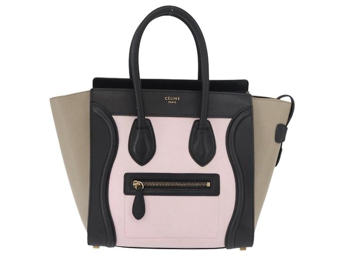 Céline CELINE Luggage Mini Shopper Handtasche Leder Rosa Schwarz Authentisch am11689V Pink - Ansicht 13
