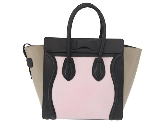 Céline CELINE Luggage Mini Shopper Handtasche Leder Rosa Schwarz Authentisch am11689V Pink - Ansicht 2