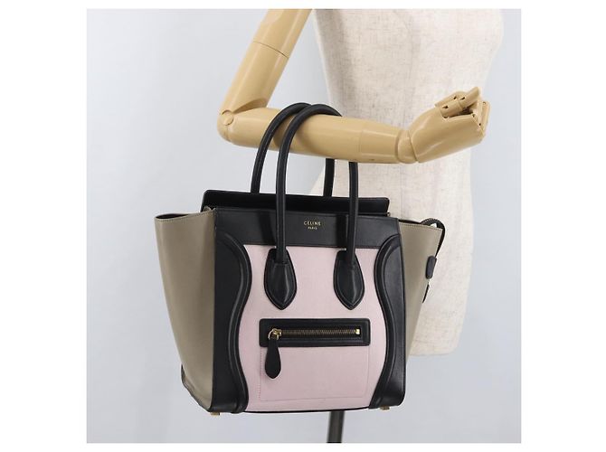 Céline CELINE Luggage Mini Shopper Handtasche Leder Rosa Schwarz Authentisch am11689V Pink - Ansicht 24