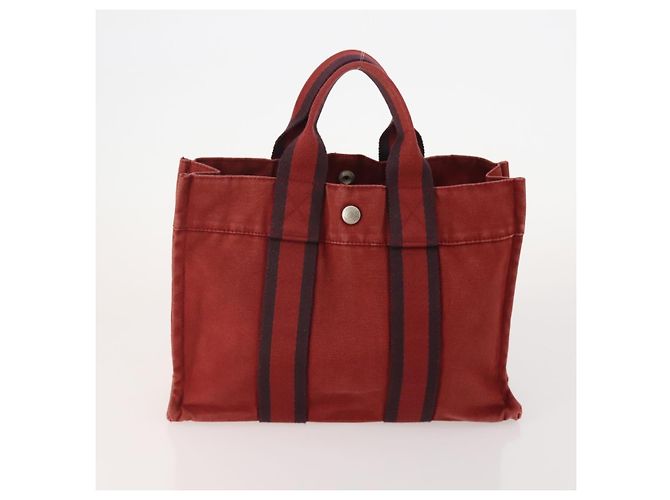 Hermès Borsa Fourre Tout HERMES in cotone 4 Set Nero Rosso grigio Autentico ti3922 Marrone - vista 14