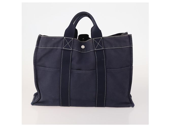 Hermès Borsa Fourre Tout HERMES in cotone 4 Set Nero Rosso grigio Autentico ti3922 Marrone - vista 2