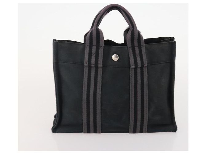 Hermès Borsa Fourre Tout HERMES in cotone 4 Set Nero Rosso grigio Autentico ti3922 Marrone - vista 20