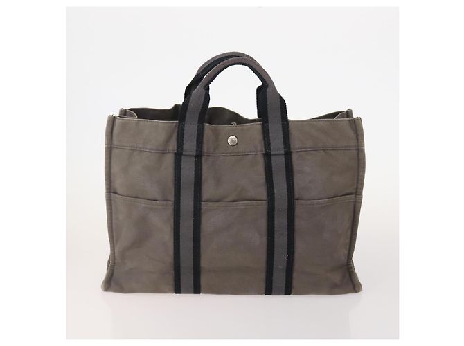 Hermès Borsa Fourre Tout HERMES in cotone 4 Set Nero Rosso grigio Autentico ti3922 Marrone - vista 8