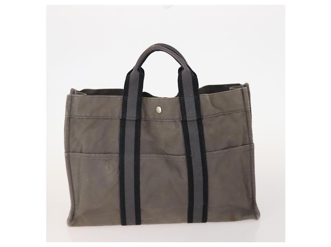 Hermès Borsa Fourre Tout HERMES in cotone 4 Set Nero Rosso grigio Autentico ti3922 Marrone - vista 9