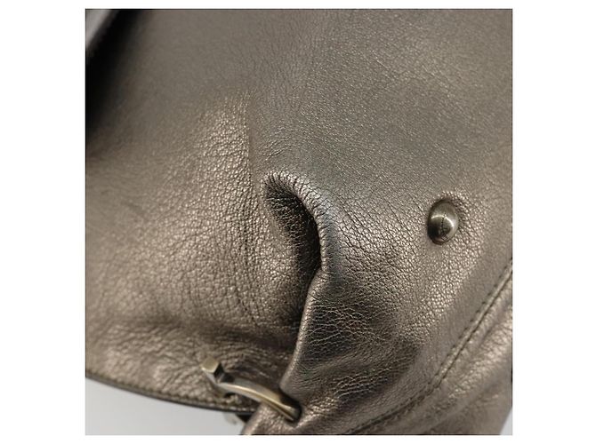 Borsa Salvatore Ferragamo Gancini in pelle argento Auth ka4466 - vista 11