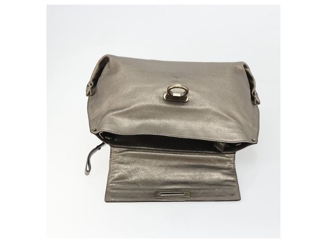 Borsa Salvatore Ferragamo Gancini in pelle argento Auth ka4466 - vista 15