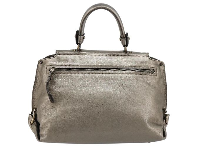 Borsa Salvatore Ferragamo Gancini in pelle argento Auth ka4466 - vista 3