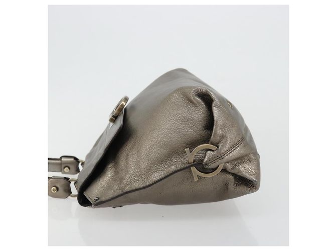 Borsa Salvatore Ferragamo Gancini in pelle argento Auth ka4466 - vista 5