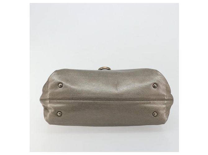 Borsa Salvatore Ferragamo Gancini in pelle argento Auth ka4466 - vista 9