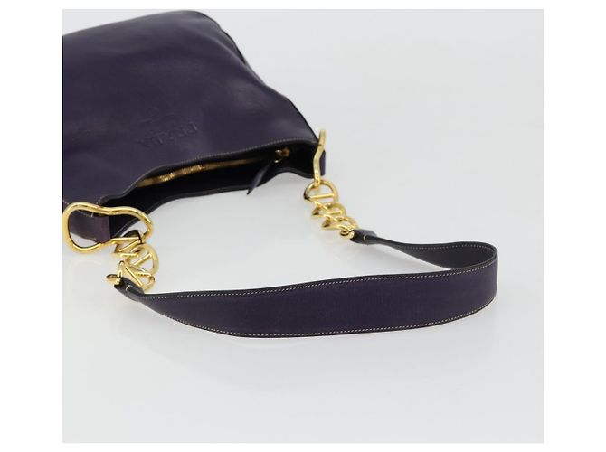 Borsa a Spalla con Catena PRADA in Pelle Viola e Oro Auth 171280V D'oro Porpora - vista 7