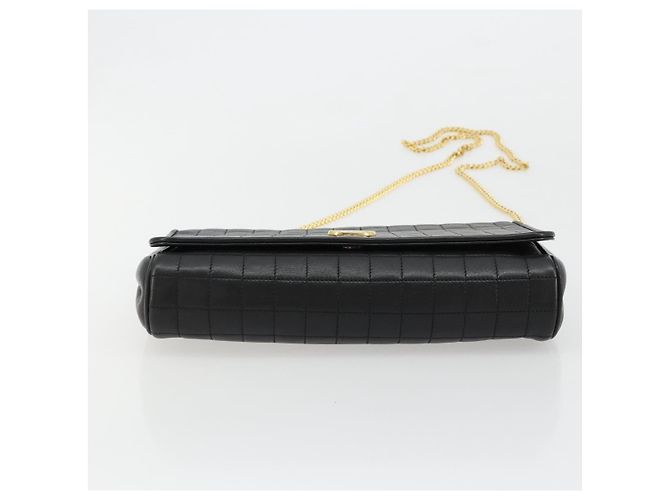 Céline Borsa a Spalla con Catena CELINE in Pelle Nera e Oro Auth 182421V Nero D'oro - vista 5