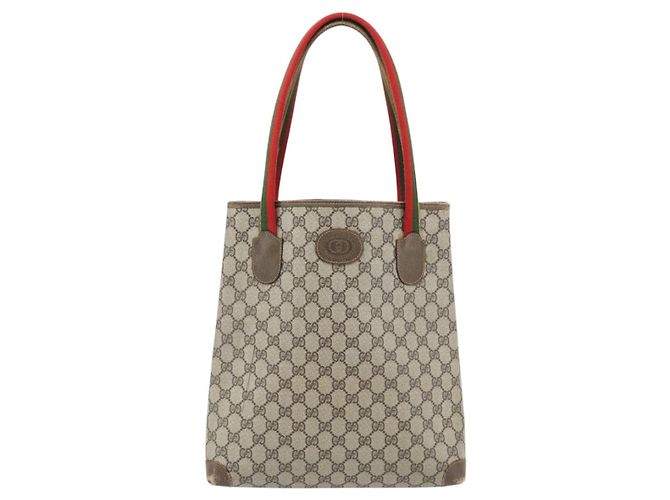 Borsa Tote GUCCI GG Supreme Web Sherry Line PVC Beige 41 004 4465 Auth 181984 - vista 2