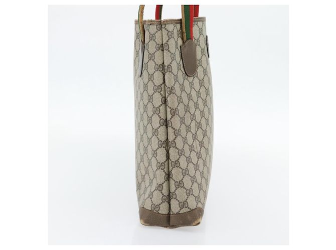 Borsa Tote GUCCI GG Supreme Web Sherry Line PVC Beige 41 004 4465 Auth 181984 - vista 4