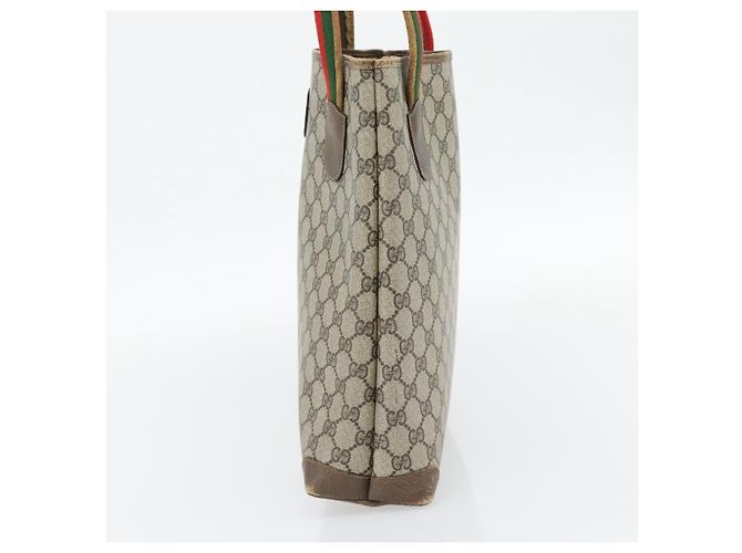 Borsa Tote GUCCI GG Supreme Web Sherry Line PVC Beige 41 004 4465 Auth 181984 - vista 5