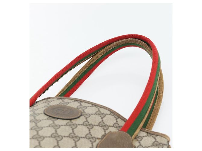 Borsa Tote GUCCI GG Supreme Web Sherry Line PVC Beige 41 004 4465 Auth 181984 - vista 8