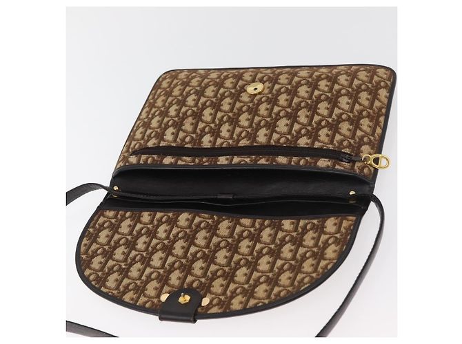 Borsa a tracolla Christian Dior Trotter Canvas Beige Oro Auth 182812 D'oro - vista 15