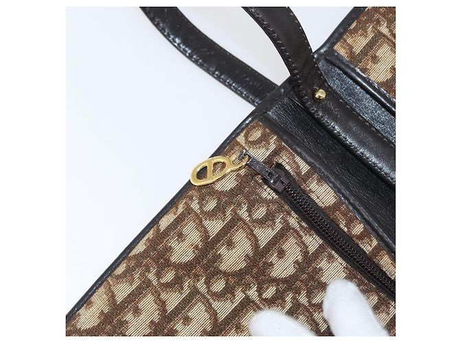Borsa a tracolla Christian Dior Trotter Canvas Beige Oro Auth 182812 D'oro - vista 20