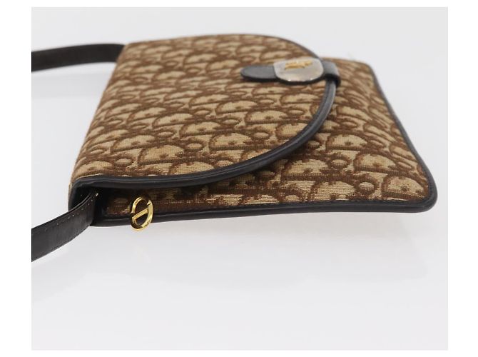 Borsa a tracolla Christian Dior Trotter Canvas Beige Oro Auth 182812 D'oro - vista 5