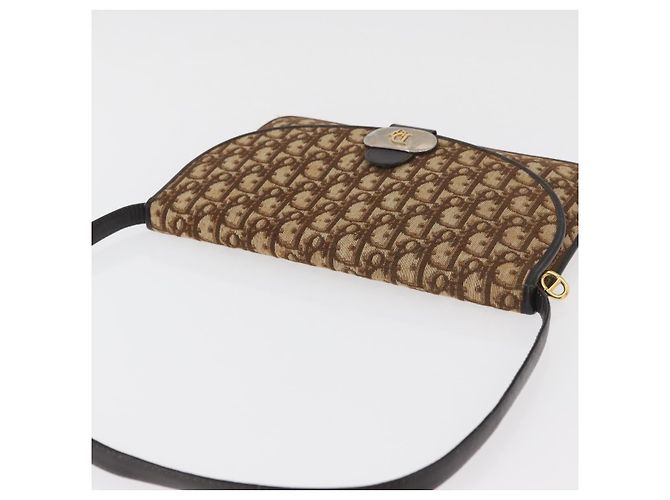 Borsa a tracolla Christian Dior Trotter Canvas Beige Oro Auth 182812 D'oro - vista 6
