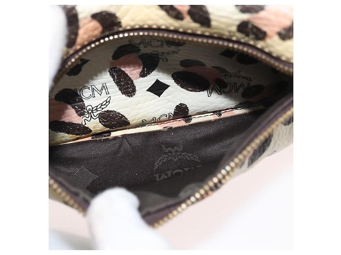 Zaino MCM Vicetos Logogram PVC Leather Ivory Gold Auth 176436 D'oro Crudo - vista 25