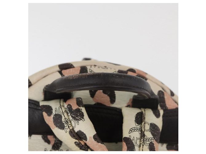 Zaino MCM Vicetos Logogram PVC Leather Ivory Gold Auth 176436 D'oro Crudo - vista 7