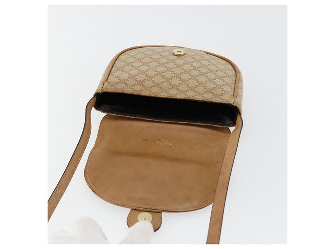 Céline Borsa a tracolla CELINE Macadam Canvas PVC Pelle Beige Oro Auth BA13205 D'oro - vista 10