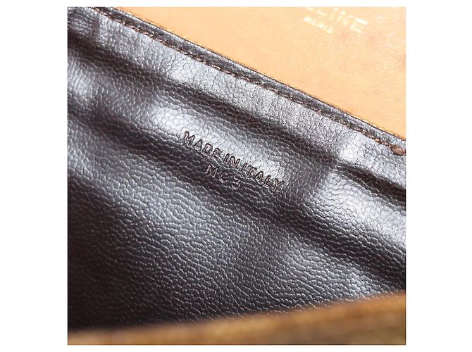Céline Borsa a tracolla CELINE Macadam Canvas PVC Pelle Beige Oro Auth BA13205 D'oro - vista 12