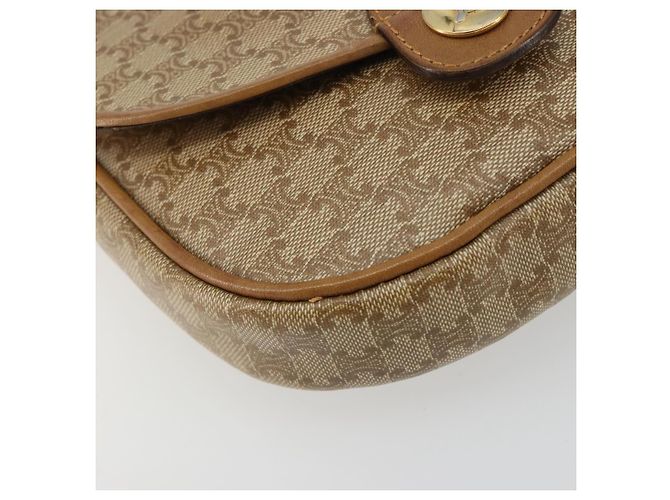 Céline Borsa a tracolla CELINE Macadam Canvas PVC Pelle Beige Oro Auth BA13205 D'oro - vista 14