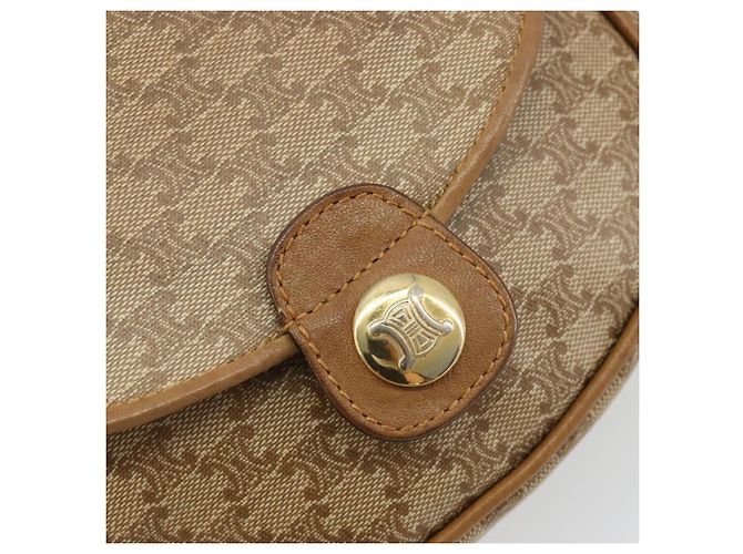 Céline Borsa a tracolla CELINE Macadam Canvas PVC Pelle Beige Oro Auth BA13205 D'oro - vista 17