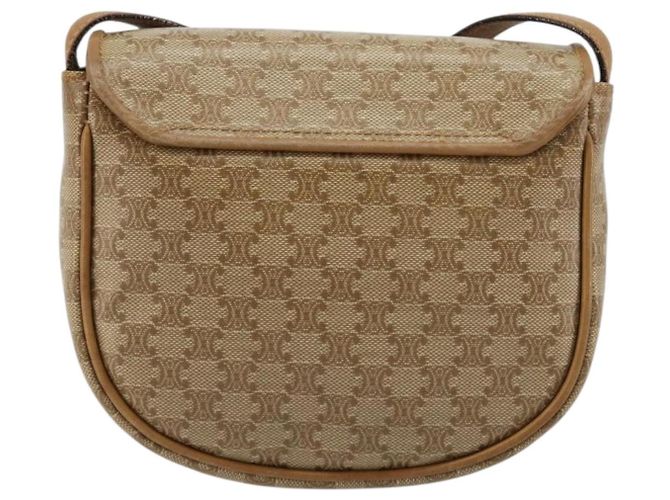 Céline Borsa a tracolla CELINE Macadam Canvas PVC Pelle Beige Oro Auth BA13205 D'oro - vista 2