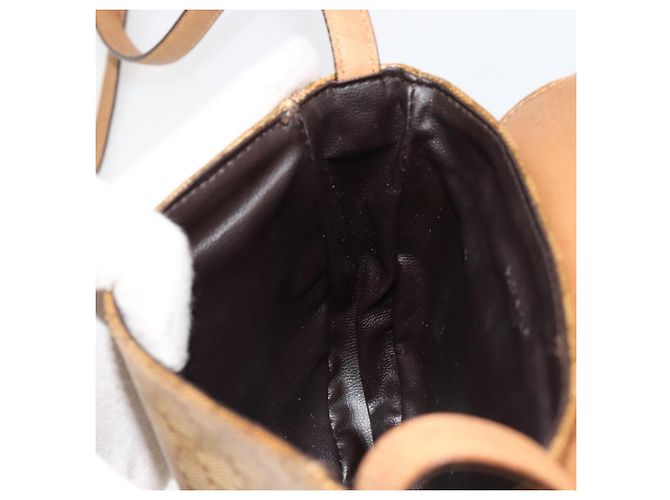 Céline Borsa a tracolla CELINE Macadam Canvas PVC Pelle Beige Oro Auth BA13205 D'oro - vista 20