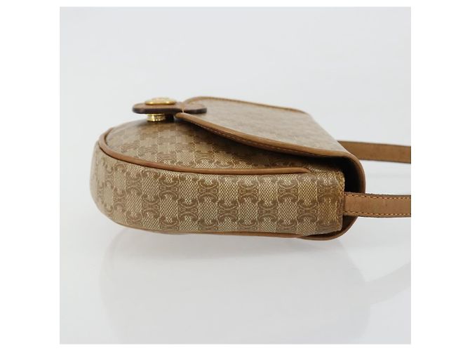 Céline Borsa a tracolla CELINE Macadam Canvas PVC Pelle Beige Oro Auth BA13205 D'oro - vista 3