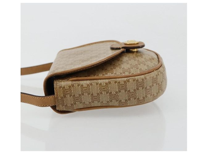 Céline Borsa a tracolla CELINE Macadam Canvas PVC Pelle Beige Oro Auth BA13205 D'oro - vista 4
