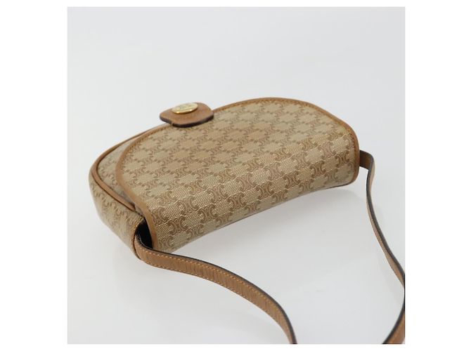 Céline Borsa a tracolla CELINE Macadam Canvas PVC Pelle Beige Oro Auth BA13205 D'oro - vista 6