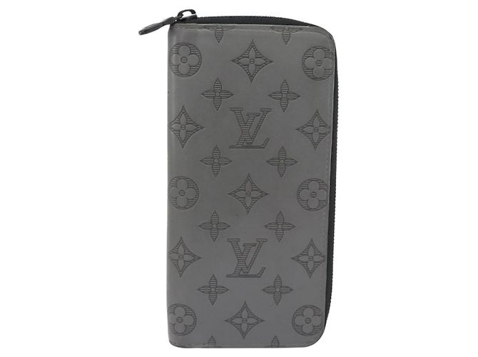 LOUIS VUITTON Monogram Shadow Zippy Wallet Vertical Gray M81384 LV Auth 181734A Marrone - vista 13