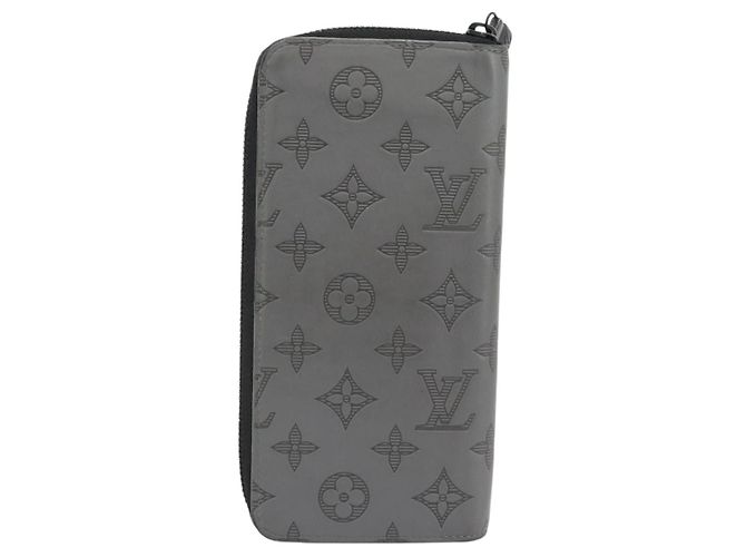 LOUIS VUITTON Monogram Shadow Zippy Wallet Vertical Gray M81384 LV Auth 181734A Marrone - vista 2