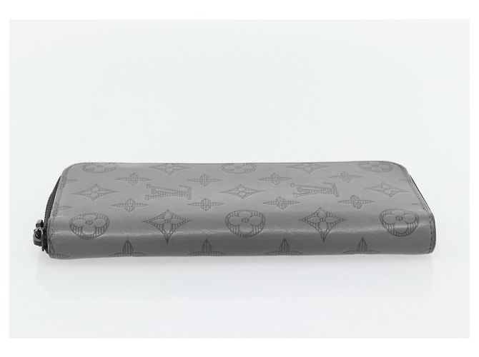 LOUIS VUITTON Monogram Shadow Zippy Wallet Vertical Gray M81384 LV Auth 181734A Marrone - vista 4