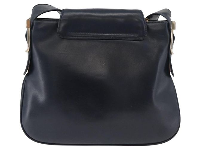 GUCCI Schultertasche aus Leder Marineblau Gold Auth 181580 Golden - Ansicht 3