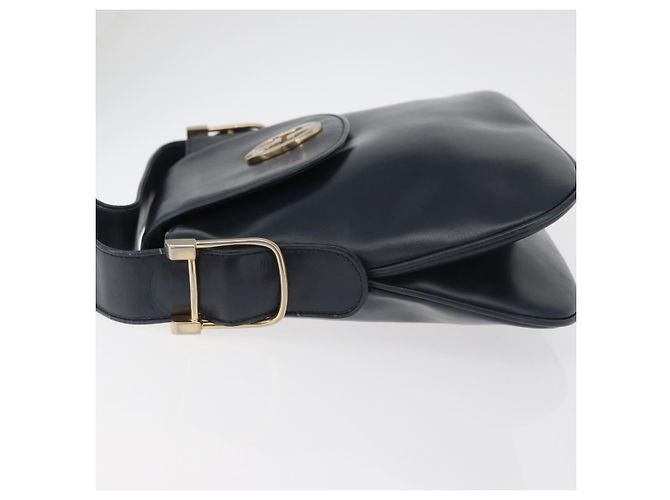 GUCCI Schultertasche aus Leder Marineblau Gold Auth 181580 Golden - Ansicht 5