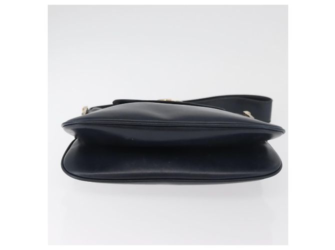 GUCCI Schultertasche aus Leder Marineblau Gold Auth 181580 Golden - Ansicht 9
