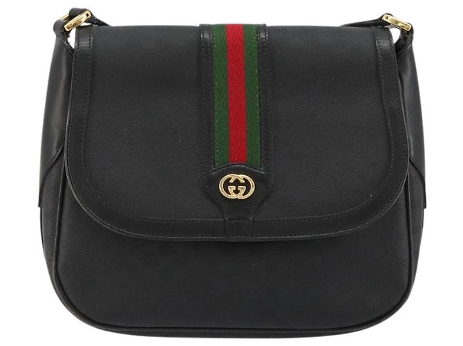 Borsa GUCCI Micro GG Supreme Web Sherry Line in PVC Nero 001 115 0914 Auth 182409 D'oro - vista 2