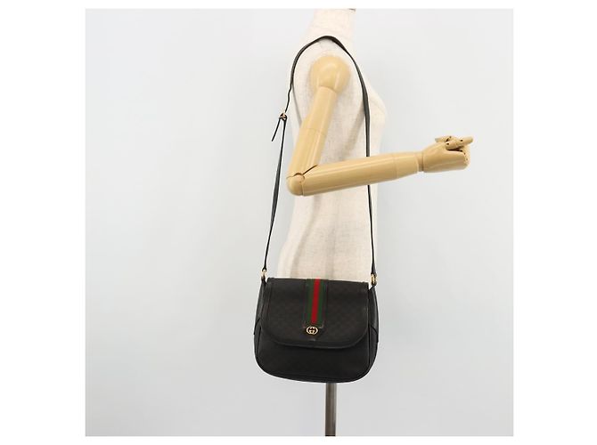 Borsa GUCCI Micro GG Supreme Web Sherry Line in PVC Nero 001 115 0914 Auth 182409 D'oro - vista 23
