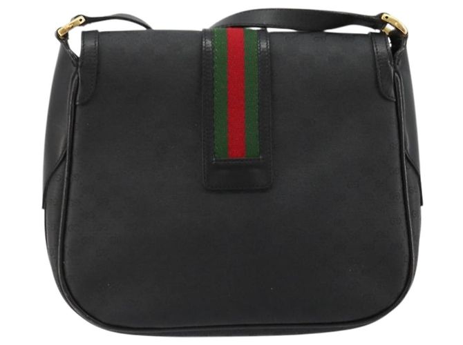 Borsa GUCCI Micro GG Supreme Web Sherry Line in PVC Nero 001 115 0914 Auth 182409 D'oro - vista 3
